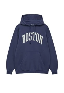 PULL & BEAR Boston University-StyleFelpa Con CappuccioDark Blue Donna Felpe PUC21J10H-K11 -PULL - BEAR Negozio 002c68ec70a84746b82e19cd1cdd9f3d