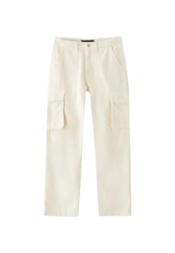 PULL & BEAR Wide-Leg With Label DetailPantaloni CargoBeige Uomo Pantaloni PUC22E0F8-B11