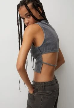 PULL & BEAR Faded - Top - Grey -PULL - BEAR Negozio 071a8002b1824a2096130f56f3a58703