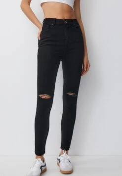 PULL & BEAR Super High Waisted - Jeans Skinny Fit - Black