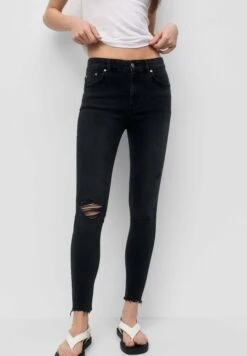 PULL & BEAR Mid Waist RippedJeans Skinny FitBlack Donna Jeans PUC21N0KV-Q11