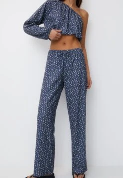PULL & BEAR Loose-Fitting With PrintPantaloniDark Blue Donna Pantaloni PUC21A0UQ-K11