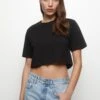PULL & BEAR Cropped T-Shirt BasicBlack Donna T-shirt E Top PUC21D2A0-Q11