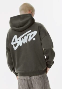 PULL & BEAR STWD EMBROIDERED LOGO - Felpa Con Cappuccio - Dark Grey