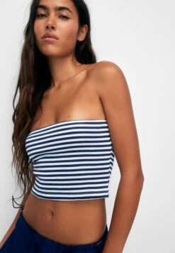 PULL & BEAR Striped Bandeau Neckline TopDark Blue Donna T-shirt E Top PUC21D2FV-K11 -PULL - BEAR Negozio 234afd2a85cb45ceb7fad59fd4282506