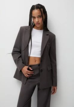 PULL & BEAR Double Breasted With Flap PocketsBlazerDark Grey Donna Giacche E Blazer PUC21G0IK-C11