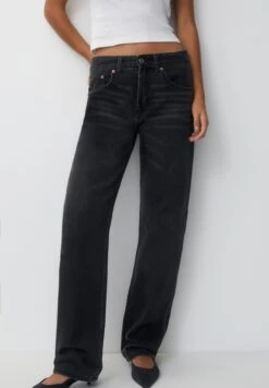 PULL & BEAR Mid Waist- Jeans A Sigaretta - Black