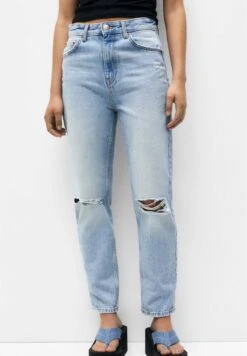 PULL & BEAR Ripped MomJeans A SigarettaStone Blue Denim Donna Jeans PUC21N0L4-K12