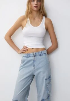 PULL & BEAR Wide-Leg Multi-PocketJeans A SigarettaBlue Denim Donna Jeans PUC21N0MM-K11 -PULL - BEAR Negozio 2958de9994be4052bfdf6d6240b8c30c