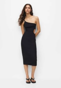 PULL & BEAR Asymmetric Cut-Out MidiTubinoBlack Donna Vestiti PUC21C13V-Q11
