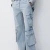 PULL & BEAR Wide-Leg Multi-PocketJeans A SigarettaBlue Denim Donna Jeans PUC21N0MM-K11