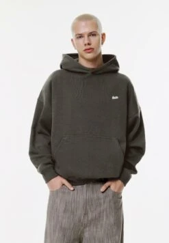 PULL & BEAR STWD EMBROIDERED LOGO - Felpa Con Cappuccio - Dark Grey -PULL - BEAR Negozio 38ce7b4b7ddc49979736acf253749876