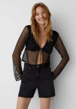 PULL & BEAR With Sequinned DetailCamicettaBlack Donna Camicie E Bluse PUC21E11X-Q11