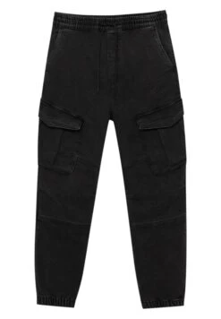 PULL & BEAR Basic Cargo- Jeans Tapered Fit - Black Denim -PULL - BEAR Negozio 3c1da6b6520a48a4ac878866d7ac5827