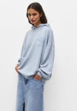 PULL & BEAR Slogan PrintFelpa Con CappuccioLight Blue Donna Felpe PUC21J10L-K11
