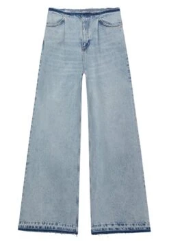 PULL & BEAR Wide Leg With Pleated Cuffs - Jeans A Zampa - Blue Denim -PULL - BEAR Negozio 421cedbdc2cb410c8e521e4388bcbd6b