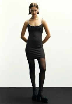 PULL & BEAR STRAPPY WITH RHINESTONE DETAIL - Tubino - Black