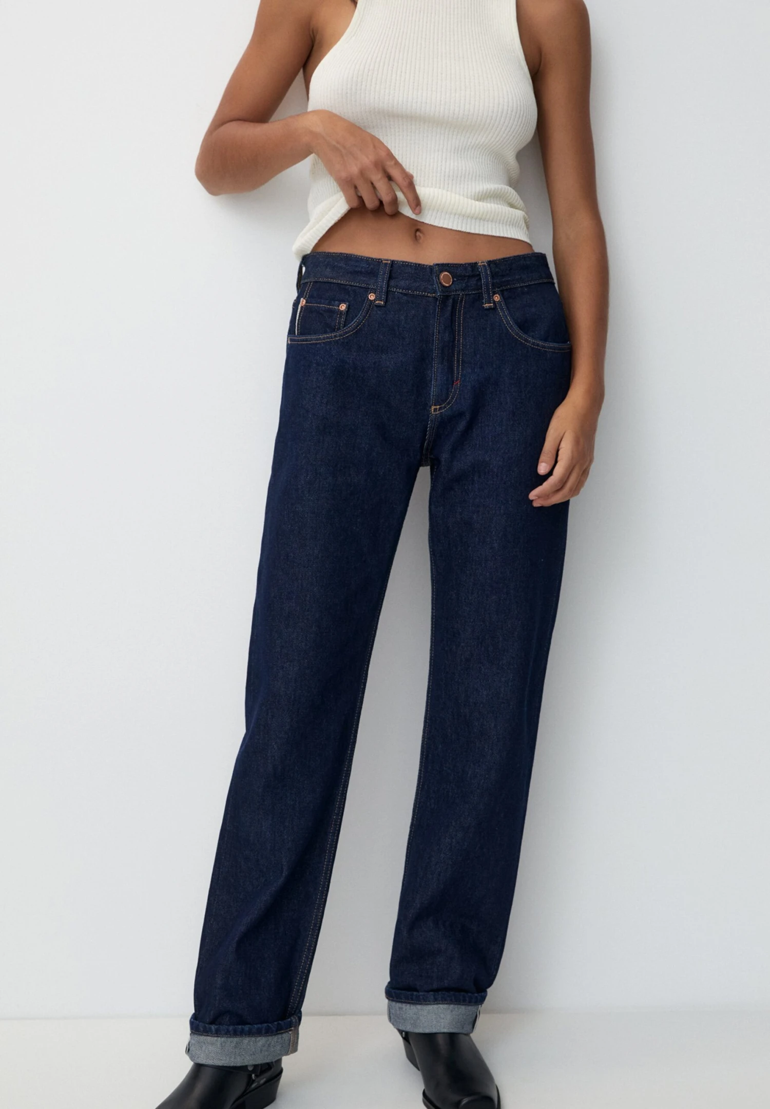 PULL & BEAR Low-Waist SelvedgeJeans A SigarettaDark Blue Donna Jeans PUC21N0MR-K11 3 PULL & BEAR Low-Waist SelvedgeJeans A SigarettaDark Blue Donna Jeans PUC21N0MR-K11