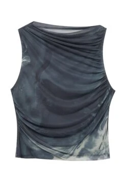 PULL & BEAR Print With GatheringTopDark Grey Donna T-shirt E Top PUC21D2KB-C11 -PULL - BEAR Negozio 4c673b649c3b4546a53ae9bdad63d24a