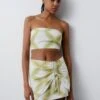 PULL & BEAR Printed Bandeau - Top - Light Green