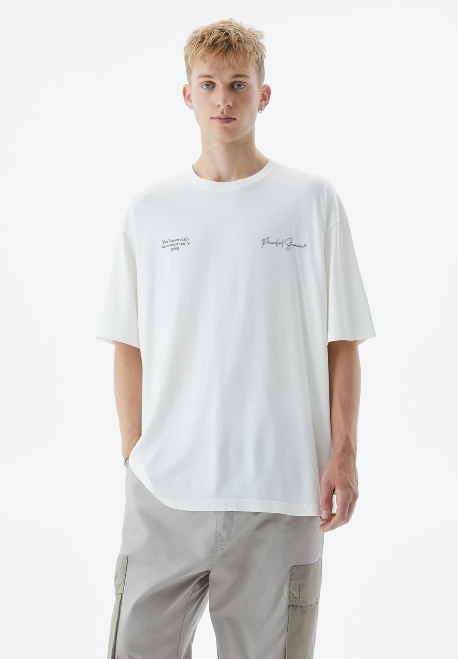 PULL & BEAR Short SleeveT-Shirt Con StampaWhite Uomo T-shirt E Polo PUC22O1QQ-A11 3 PULL & BEAR Short SleeveT-Shirt Con StampaWhite Uomo T-shirt E Polo PUC22O1QQ-A11