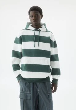 PULL & BEAR Striped - Felpa Con Cappuccio - Green