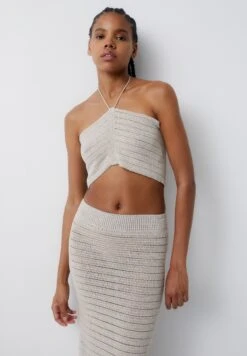 PULL & BEAR Halter CropTopBeige Donna T-shirt E Top PUC21D2GR-B11