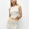 PULL & BEAR Flared Crochet - Minigonna - Beige