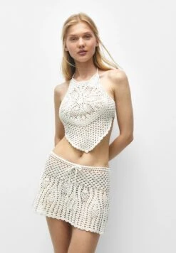 PULL & BEAR Flared Crochet - Minigonna - Beige