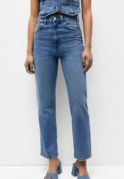 PULL & BEAR High Waist - Jeans A Sigaretta - Blue Denim