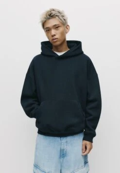 PULL & BEAR BOXY FIT - Felpa Con Cappuccio - Dark Blue Denim