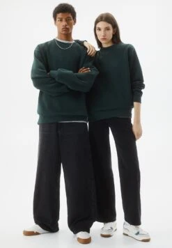 PULL & BEAR Basic Coloured Round Neck - Felpa - Dark Green