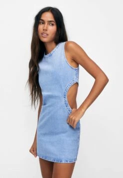 PULL & BEAR Short With Cut-Out Detail - Vestito Di Jeans - Blue Denim