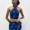 PULL & BEAR Printed Halter - Camicetta - Blue -PULL - BEAR Negozio 666f29981c08459d8249917df84e0b3d
