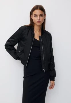 PULL & BEAR Zipped Basic- Giubbotto Bomber - Black