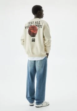 PULL & BEAR Brooklyn Varsity- Felpa - Mottled Beige -PULL - BEAR Negozio 6b92b4960be845e2977792fc5112a7ee