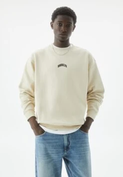 PULL & BEAR Brooklyn Varsity- Felpa - Mottled Beige