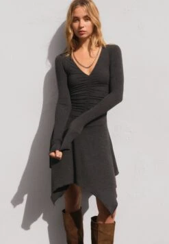 PULL & BEAR ASYMMETRIC GATHERED - MIDI - Vestito Di Maglina - Dark Grey -PULL - BEAR Negozio 711dc574b12343449f6f6fd3db8ab426