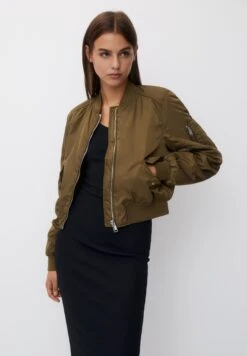 PULL & BEAR Zipped Basic- Giubbotto Bomber - Khaki