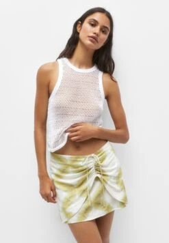 PULL & BEAR Printed With Gathered Detail- Minigonna - Light Green