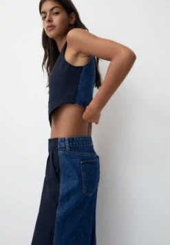 PULL & BEAR Contrast Mid-Rise Wide-LegJeans A SigarettaDark Blue Donna Jeans PUC21A0VJ-K11 -PULL - BEAR Negozio 7635eb9be81b412d8d396b3ab13a9657