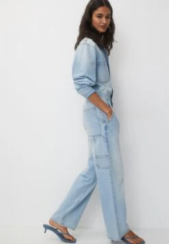 PULL & BEAR Vintage-Fit Long Tuta JumpsuitLight Blue Denim Donna Tute Jumpsuit PUC21T0AH-K11 -PULL - BEAR Negozio 769066216a3c45b89e74f9503f82094c