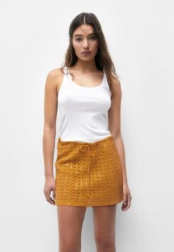PULL & BEAR Sequinned Crochet Gonna A CampanaMustard Yellow Donna Gonne PUC21B0JK-E11