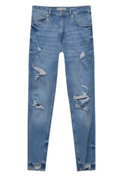 PULL & BEAR Ripped Carrot FitJeans Slim FitLight Blue Denim Uomo Jeans PUC22G0PA-K11 -PULL - BEAR Negozio 7ab17762ac5f4e359a2a6d76a8d9ecaf
