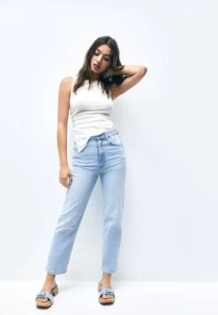 PULL & BEAR High WaistJeans A SigarettaLight-Blue Denim Donna Jeans PUC21N0LC-K12 -PULL - BEAR Negozio 7f16121380be41869b1249dde2bfdd96
