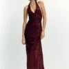 PULL & BEAR SEQUINNED HALTER - Abiti Per Occasioni Speciali - Dark Red