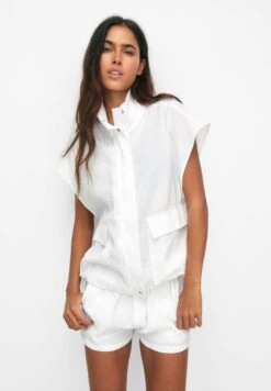 PULL & BEAR High Neck With PocketsSmanicatoWhite Donna Giacche E Blazer PUC21G0HY-A11