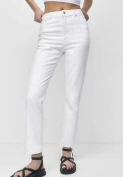 PULL & BEAR High Waist MomJeans Slim FitWhite Donna Jeans PUC21N0KG-A11