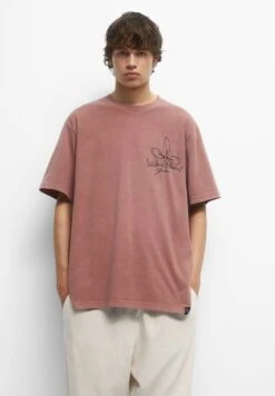 PULL & BEAR Short Sleeve With Floral And Slogan Print T-Shirt Con StampaPink Uomo T-shirt E Polo PUC22O1O6-J11