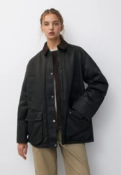PULL & BEAR Waxed CollarGiacca Da Mezza StagioneBlack Donna Giacche E Blazer PUC21G0IZ-M11